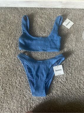 Honey Cobalt Blue Bikini Set Small Top Med Bottom